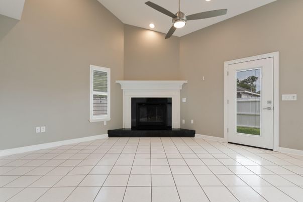 Empty room, Fireplace, Interior, Recessed Lighting