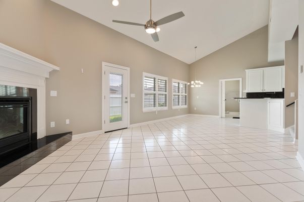 Chandelier, Empty room, Fireplace, Interior, Kitchen, Recessed Lighting
