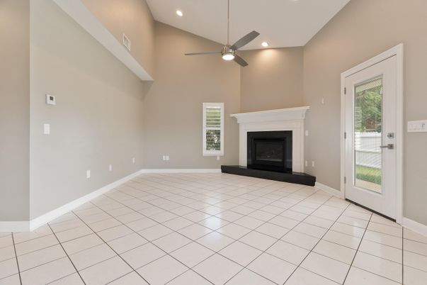 Empty room, Fireplace, Interior, Recessed Lighting