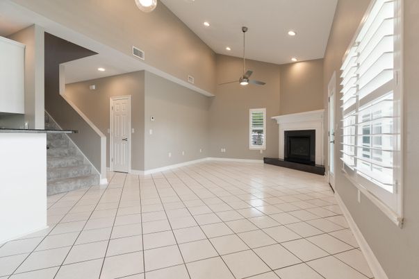 Empty room, Fireplace, Interior, Recessed Lighting
