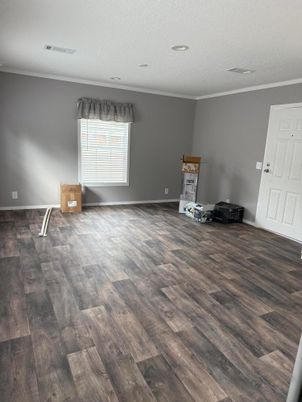 Empty room, Interior, Recessed Lighting, Wood Texture Flooring
