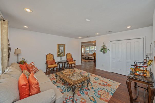 Interior, Living room, Recessed Lighting, Wood Texture Flooring