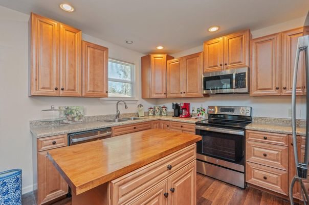 Interior, Kitchen, Recessed Lighting, Wood Texture Flooring