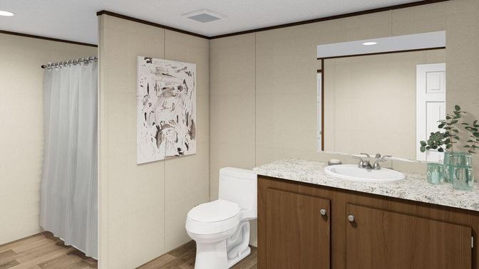 Bathroom, Interior, Recessed Lighting, Wood Texture Flooring