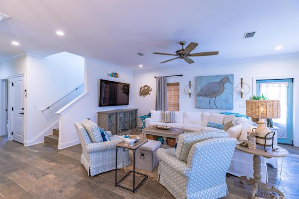 Interior, Living room, Recessed Lighting, Wood Texture Flooring