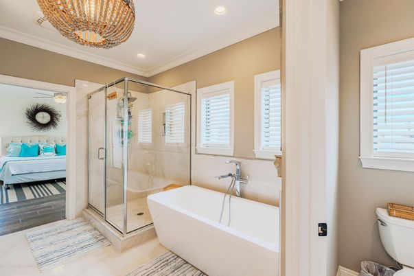 Bathroom, Bedroom, Free Standing Baths, Glass Shower, Interior, Recessed Lighting