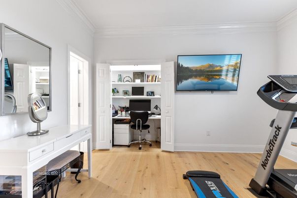 Fitness Equipment, Home Office, Interior, Wood Texture Flooring