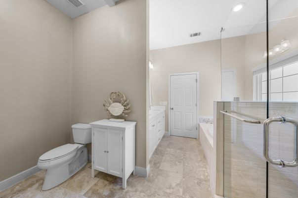 Bathroom, Glass Shower, Interior, Recessed Lighting