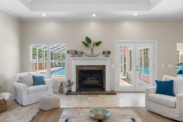 Fireplace, Interior, Living room, Recessed Lighting