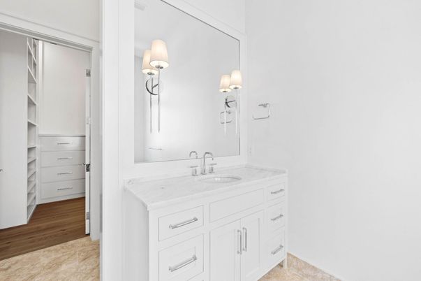 Bathroom, Dual Sink Vanities, Interior, Walk-in Closets, Wood Texture Flooring