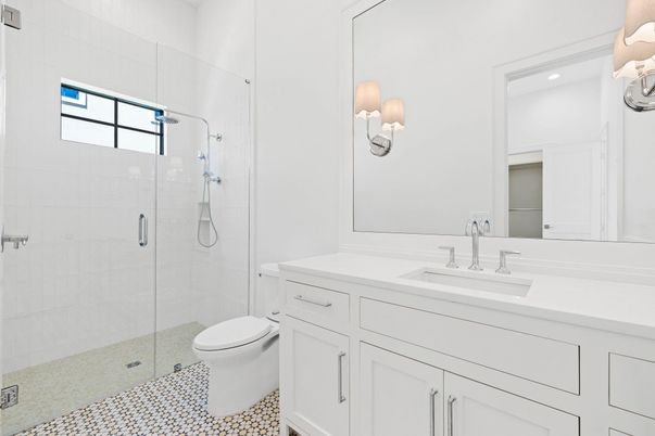 Bathroom, Glass Shower, Interior, Recessed Lighting