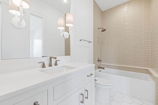 Bathroom, Interior, Marble, Pendant Lights, Recessed Lighting