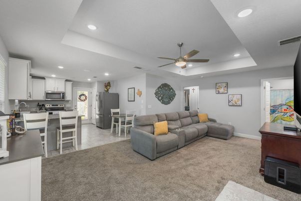 Dining room, Interior, Kitchen, Living room, Recessed Lighting, Stainless Steel Appliances