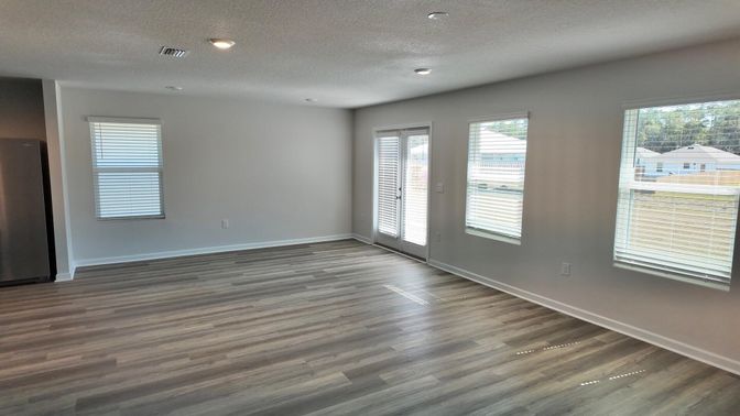 Empty room, Interior, Recessed Lighting, Wood Texture Flooring