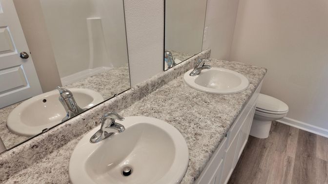 Bathroom, Dual Sink Vanities, Interior, Wood Texture Flooring