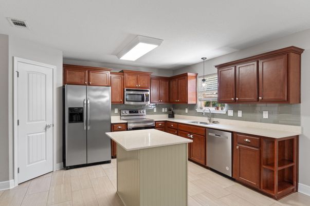 Interior, Kitchen, Stainless Steel Appliances, Wood Texture Flooring