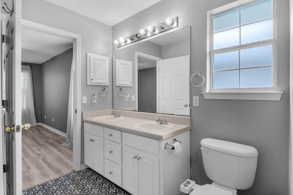 Bathroom, Dual Sink Vanities, Interior, Wood Texture Flooring