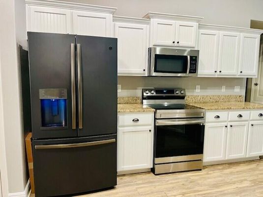 Interior, Kitchen, Stainless Steel Appliances, Wood Texture Flooring