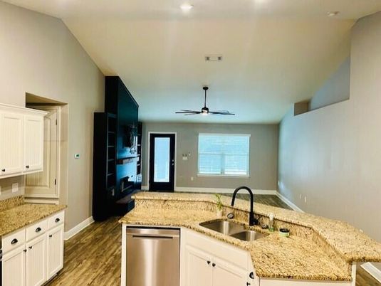 Interior, Kitchen, Recessed Lighting, Wood Texture Flooring