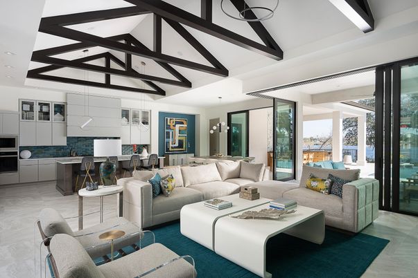 Dining room, Interior, Kitchen, Living room, Pendant Lights, Recessed Lighting, Wooden Beams