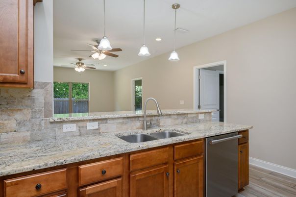 Interior, Kitchen, Pendant Lights, Recessed Lighting, Wood Texture Flooring