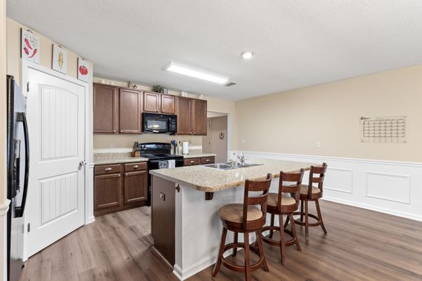 Interior, Kitchen, Recessed Lighting, Wood Texture Flooring