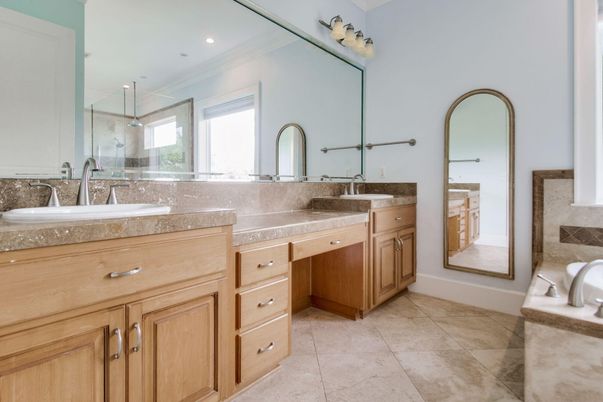 Bathroom, Dual Sink Vanities, Glass Shower, Interior, Recessed Lighting
