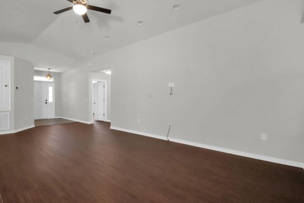 Empty room, Interior, Pendant Lights, Wood Texture Flooring