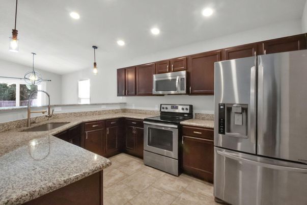 Interior, Kitchen, Pendant Lights, Recessed Lighting, Stainless Steel Appliances