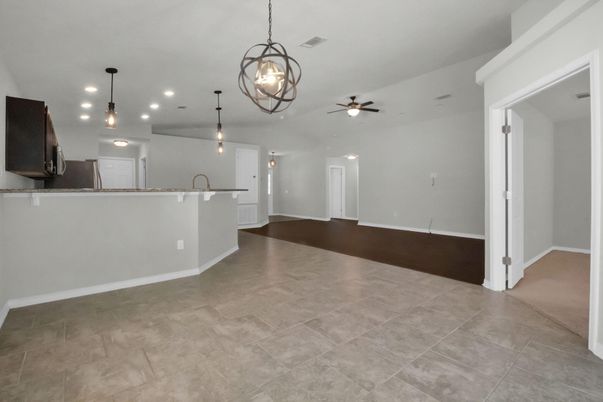Empty room, Interior, Pendant Lights, Recessed Lighting