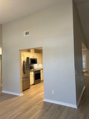 Interior, Kitchen, Stainless Steel Appliances, Washer, Wood Texture Flooring