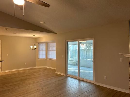 Chandelier, Empty room, Interior, Wood Texture Flooring