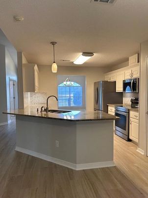 Interior, Kitchen, Pendant Lights, Wood Texture Flooring