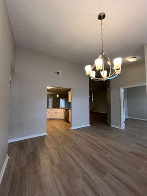 Chandelier, Empty room, Interior, Pendant Lights, Wood Texture Flooring