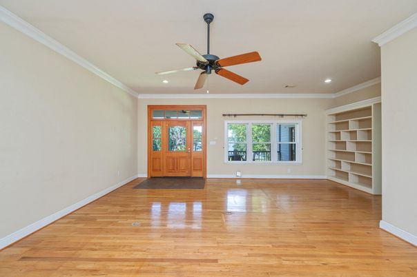 Empty room, Interior, Recessed Lighting, Wood Texture Flooring