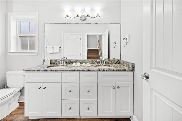 Bathroom, Dual Sink Vanities, Interior, Wood Texture Flooring