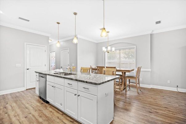 Chandelier, Dining room, Interior, Kitchen, Pendant Lights, Wood Texture Flooring