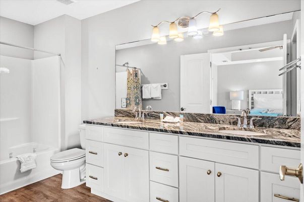 Bathroom, Dual Sink Vanities, Interior, Wood Texture Flooring