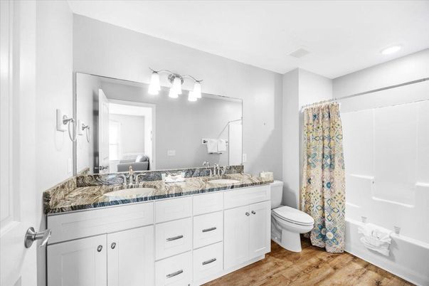 Bathroom, Interior, Recessed Lighting, Wood Texture Flooring