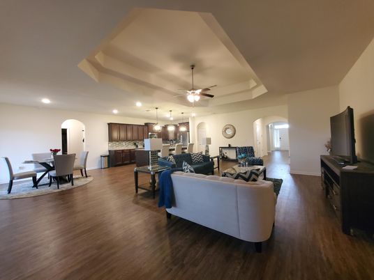 Dining room, Interior, Kitchen, Living room, Pendant Lights, Recessed Lighting, Wood Texture Flooring