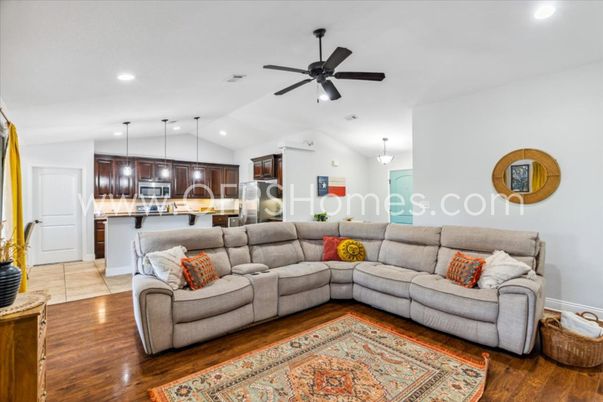 Interior, Kitchen, Living room, Pendant Lights, Recessed Lighting, Stainless Steel Appliances, Wood Texture Flooring