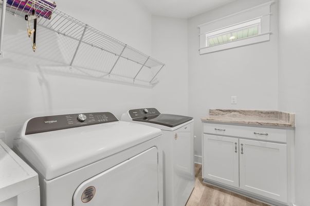 Interior, Washer, Wood Texture Flooring