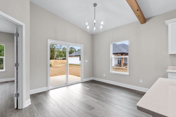 Chandelier, Empty room, Interior, Pendant Lights, Wooden Beams, Wood Texture Flooring