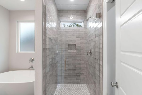 Bathroom, Glass Shower, Interior, Recessed Lighting