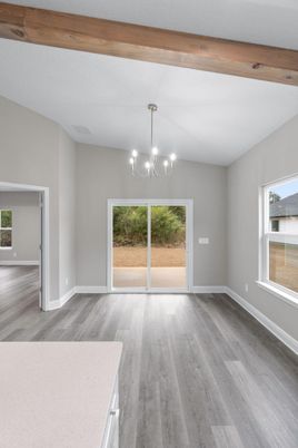 Chandelier, Empty room, Interior, Wooden Beams, Wood Texture Flooring