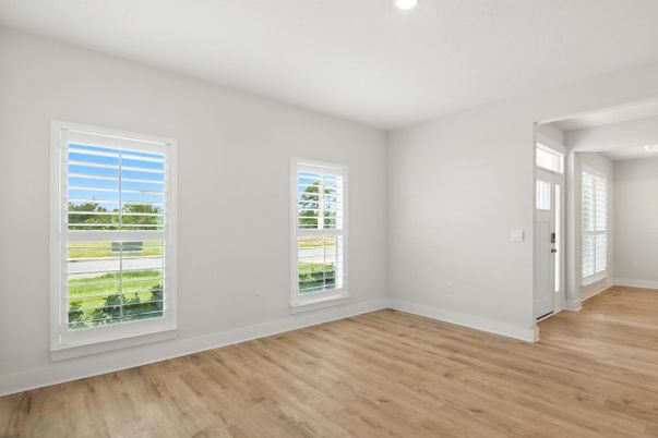 Empty room, Interior, Recessed Lighting, Wood Texture Flooring