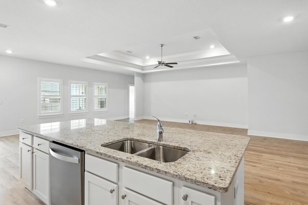 Interior, Kitchen, Recessed Lighting, Wood Texture Flooring