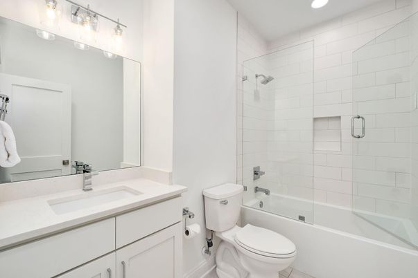 Bathroom, Glass Shower, Interior, Recessed Lighting