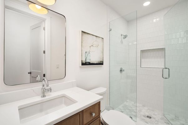 Bathroom, Glass Shower, Interior, Recessed Lighting