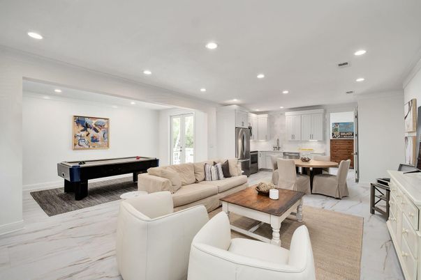 Billiard Table, Dining room, Game Room, Interior, Kitchen, Living room, Recessed Lighting